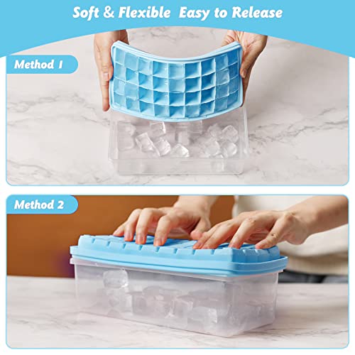 Food-grade Silicone Ice Cube Tray with Lid and Storage Bin, 36 Small Nugget Ice Maker V538