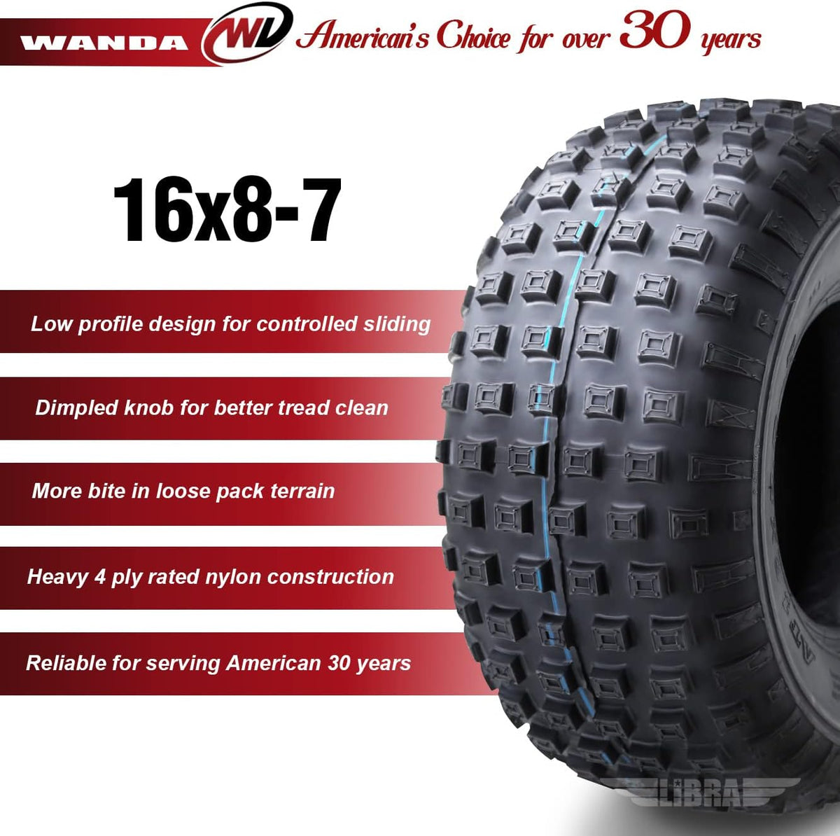 Set of 2 16x8-7 4PR ATV Tires L6501