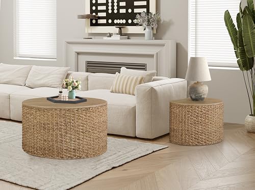 Set of 2 Woven Coffee Table with Storage F48497