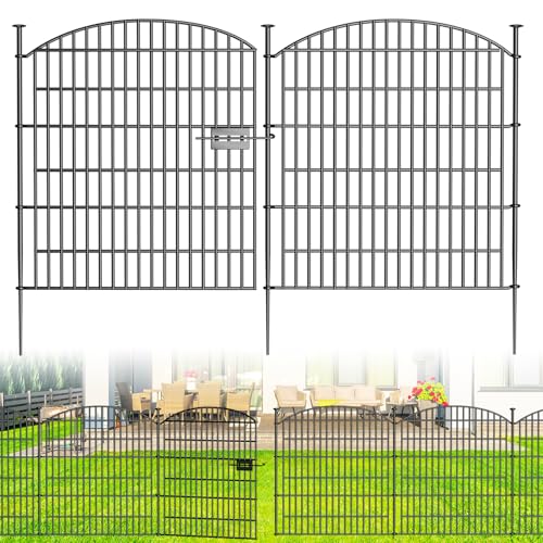 10 Panels No Dig Decorative Garden Fence 40 in x 23.6 ft Rustproof Metal Fencing J4421
