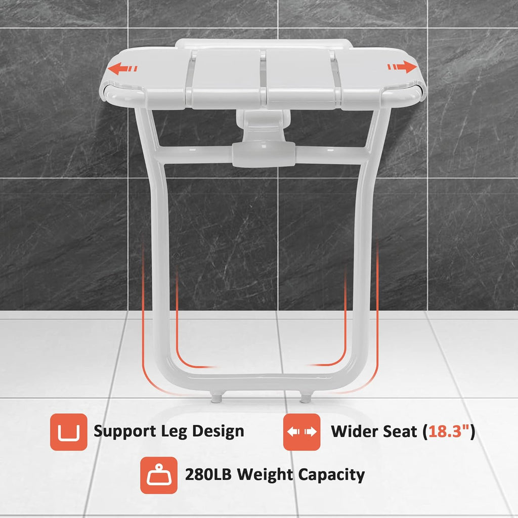 Foldable Shower Seat Bench Wall Mounted White L119