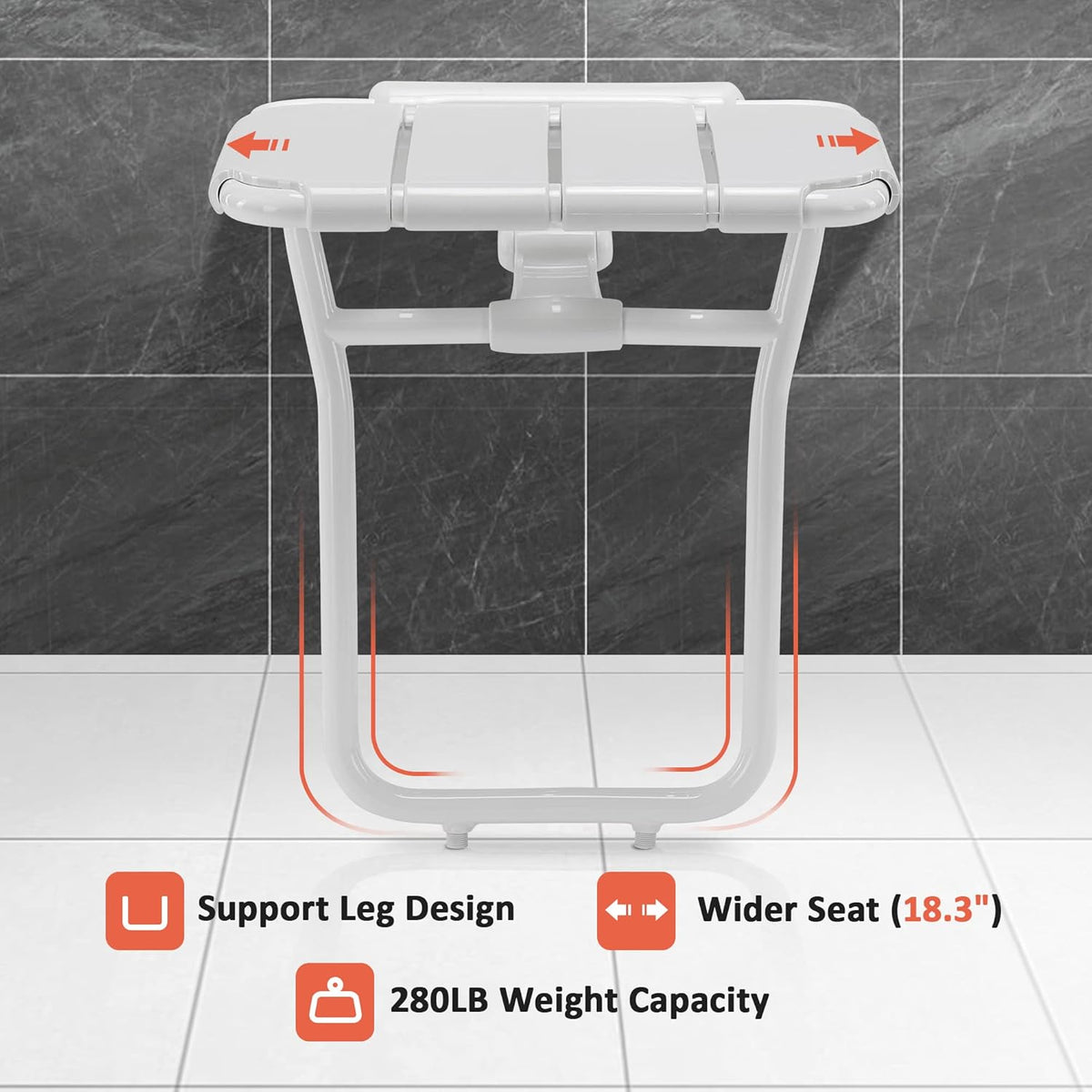 Foldable Shower Seat Bench Wall Mounted White L119