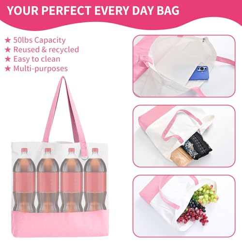 6 Pack Canvas Tote Bags with Zipper Z46192