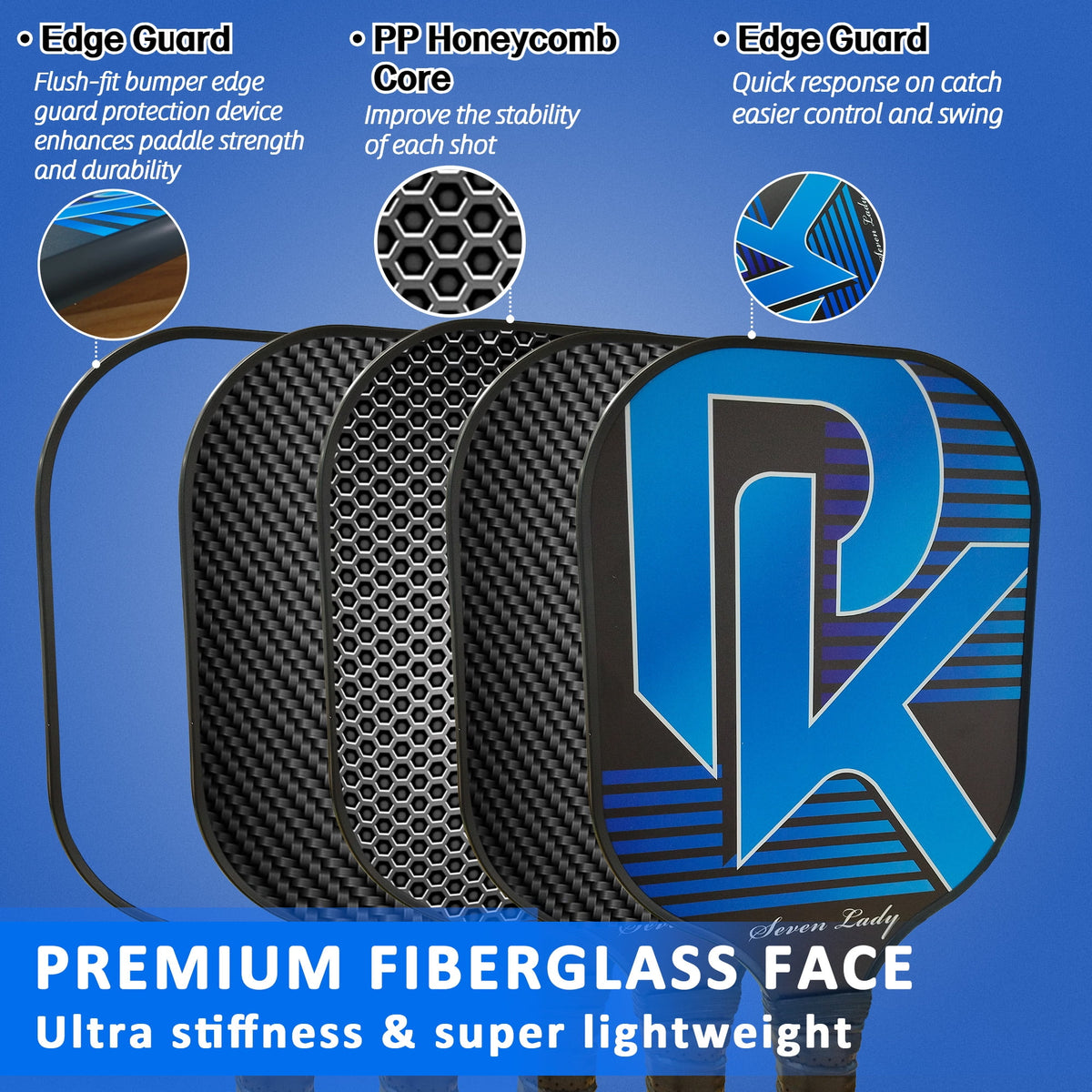 Pickleball Paddles Graphite Fiber Set with 4 Balls and Backpack T8477