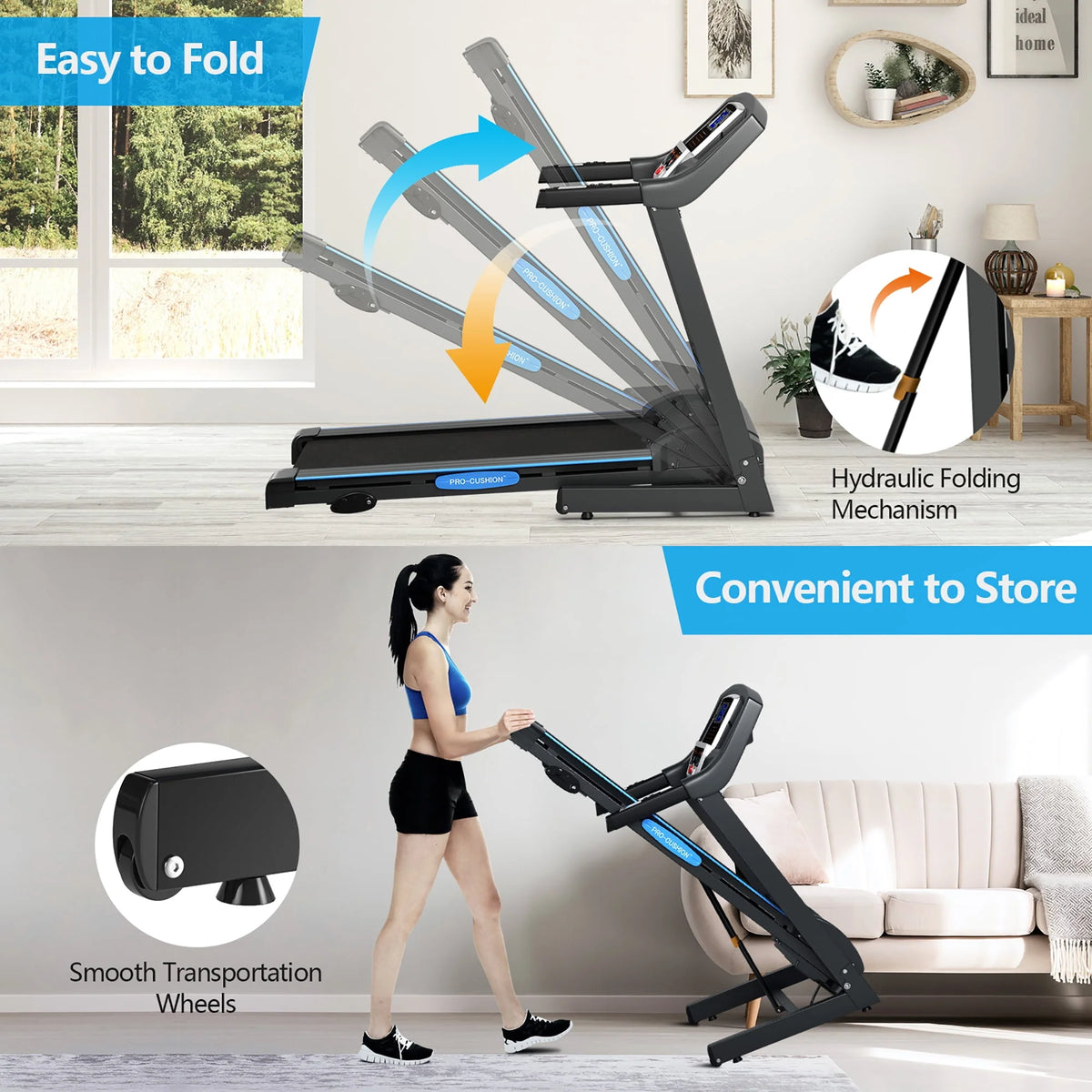 2.25HP Foldable Electric Treadmill U423728