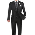 Men's Slim-Fit 3-Piece Textured Solid Lapel Suit - Black 50L T377151