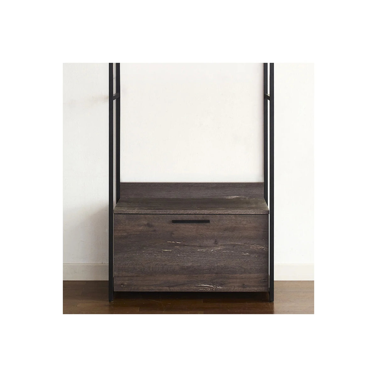 Wood and Metal Walk-in Closet with 1-Drawer in Rustic Gray T9999