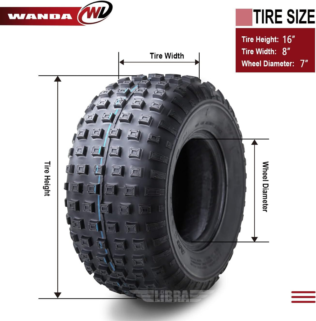Set of 2 16x8-7 4PR ATV Tires L6501