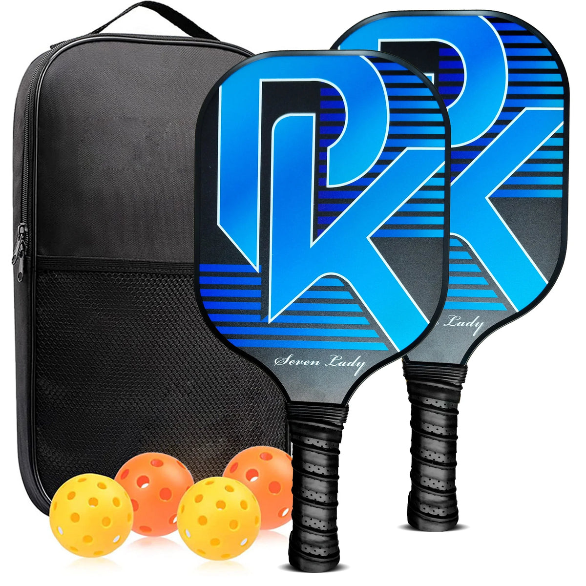 Pickleball Paddles Graphite Fiber Set with 4 Balls and Backpack T8477