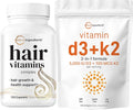 Vitamin D3 5,000iu + K2 100mcg Softgels & Hair Vitamins Complex Capsules 2 Pack G7355