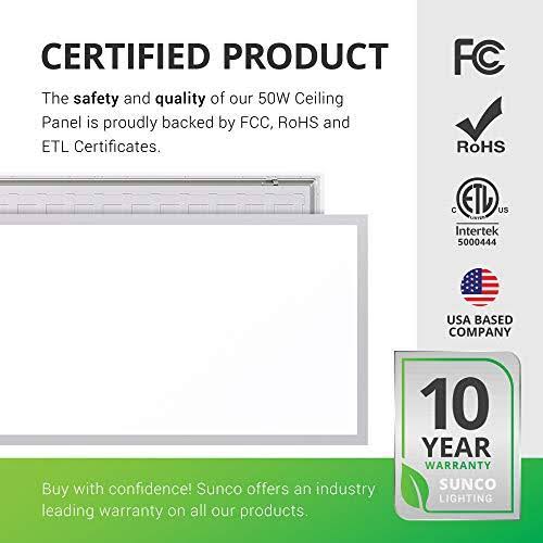 6 Pack LED Ceiling Panel, 2x4 ft, 50W, Dimmable, 5500 lm, 5000K Daylight, Direct Wire N531078