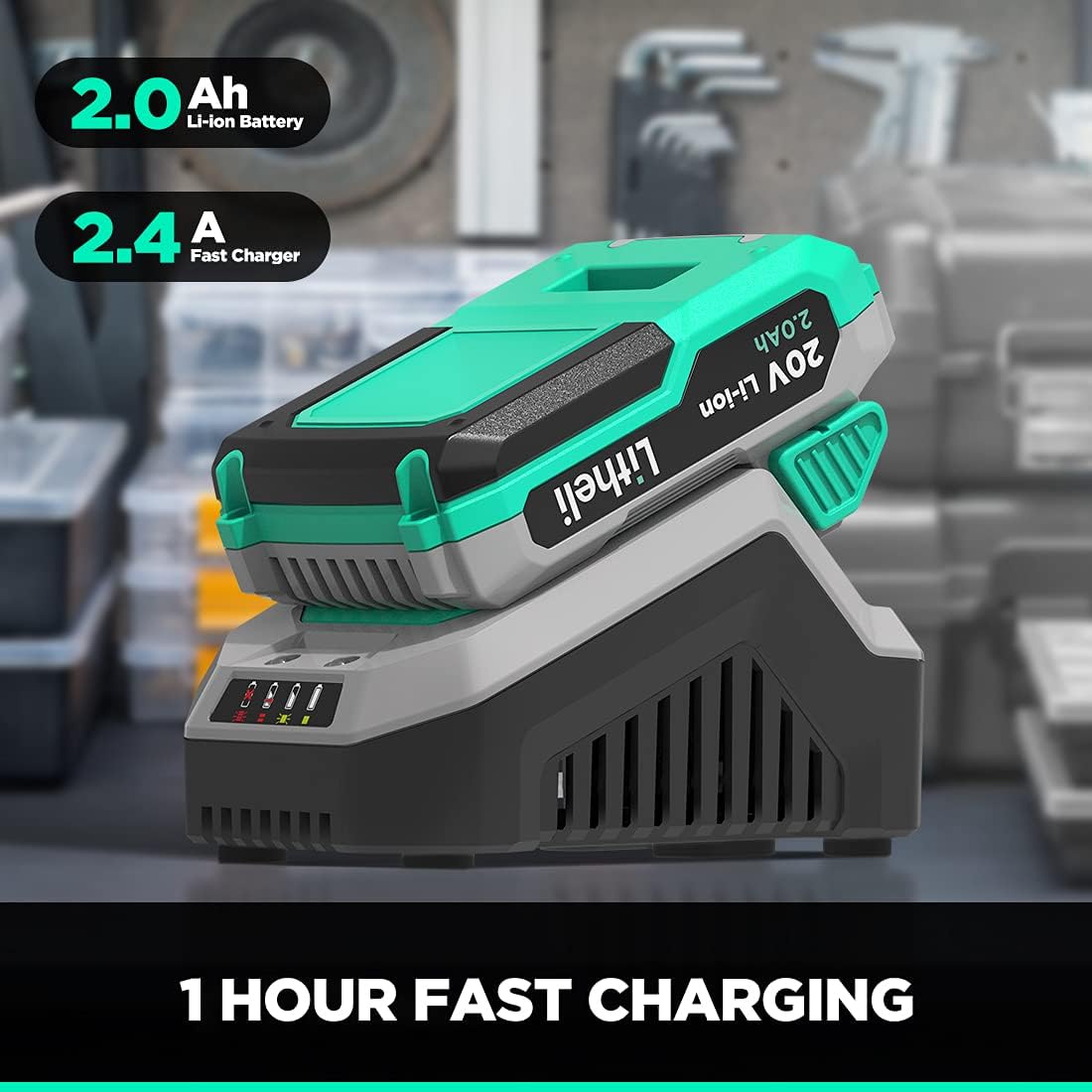 20V Portable Cordless Tire Inflator with 2.0 Ah Battery W71367