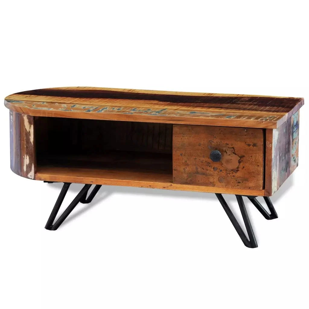Solid Reclaimed Wood Coffee Table with Iron Pin Legs N398471