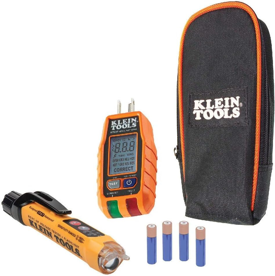 Non-Contact Voltage Tester and GFCI Receptacle Tester with LCD and Flashlight, Electrical Test Kit Pack of 2 Z801445