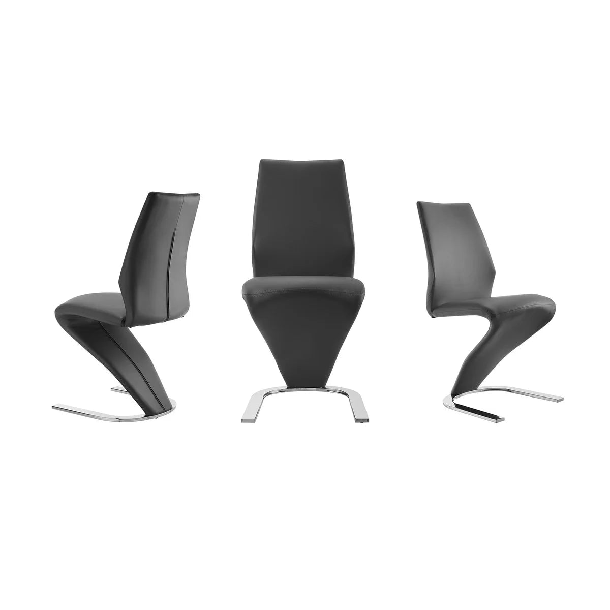 Set of 2 Gray Polyurethane Leather Dining Chairs U453692