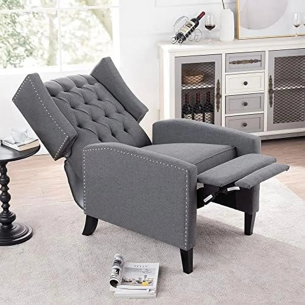 Beige Fabric Push Back Recliner Chair B7207