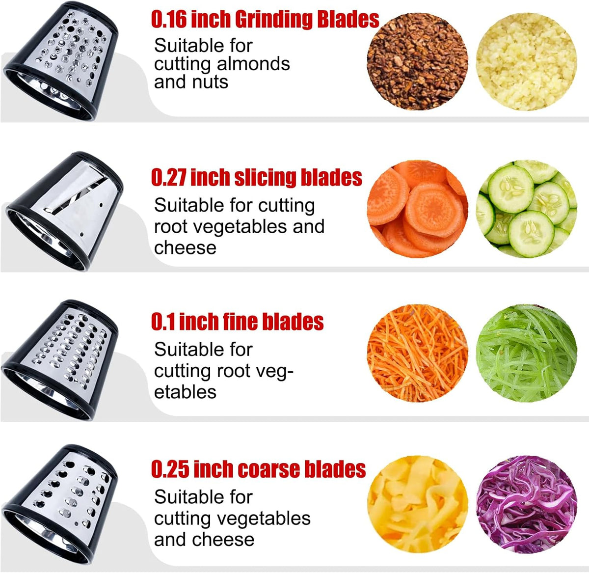 4 Blades Cheese Grater Attachment for KitchenAid Stand Mixer R576
