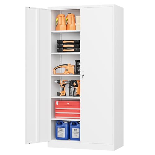 Locking Metal Storage Cabinet with 5 Adjustable Shelves U9189