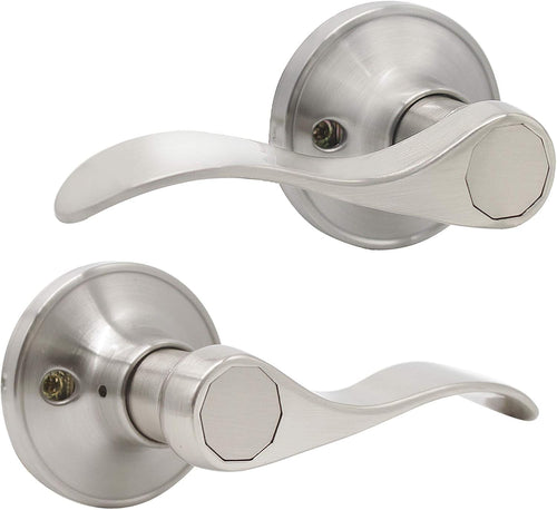 2 Pair Universal Door Lever Handleset Satin Nickel Finish F50580