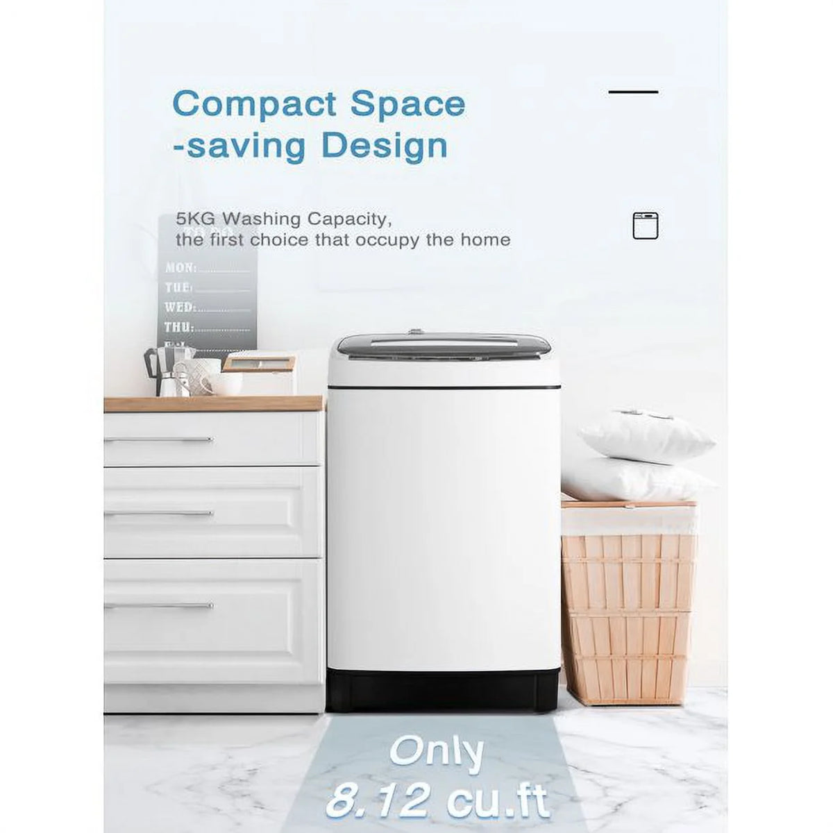 Compact 1.5 Cu.Ft Full Automatic Washer with Drain Pump, White K464