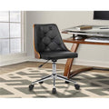 Chrome Tufted Black Faux Leather Office Chair E247545