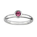 Sterling Silver 4mm Pink Tourmaline Stackable Ring W56229