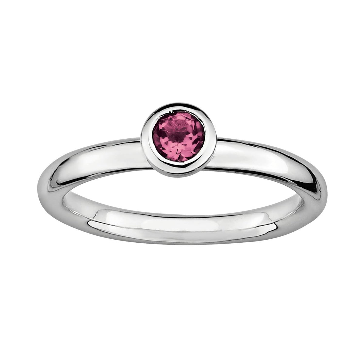 Sterling Silver 4mm Pink Tourmaline Stackable Ring W56229