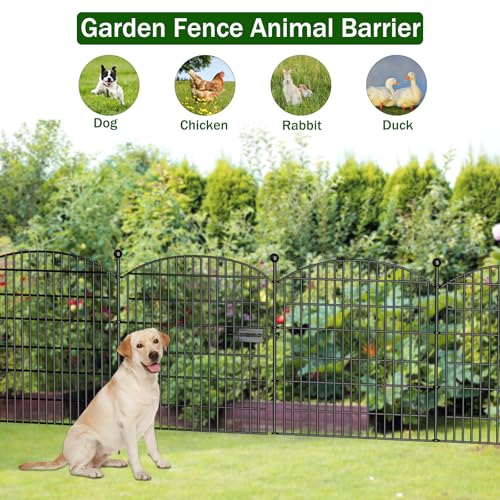 10 Panels No Dig Decorative Garden Fence 40 in x 23.6 ft Rustproof Metal Fencing J4421