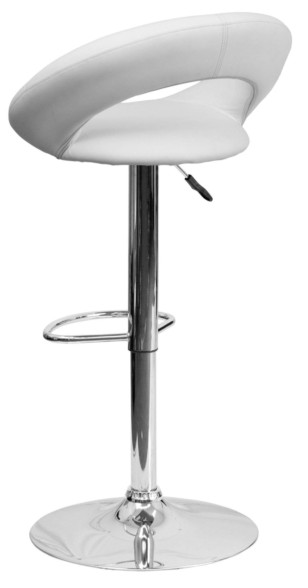 White Vinyl Adjustable Height Barstool with Chrome Base R72475