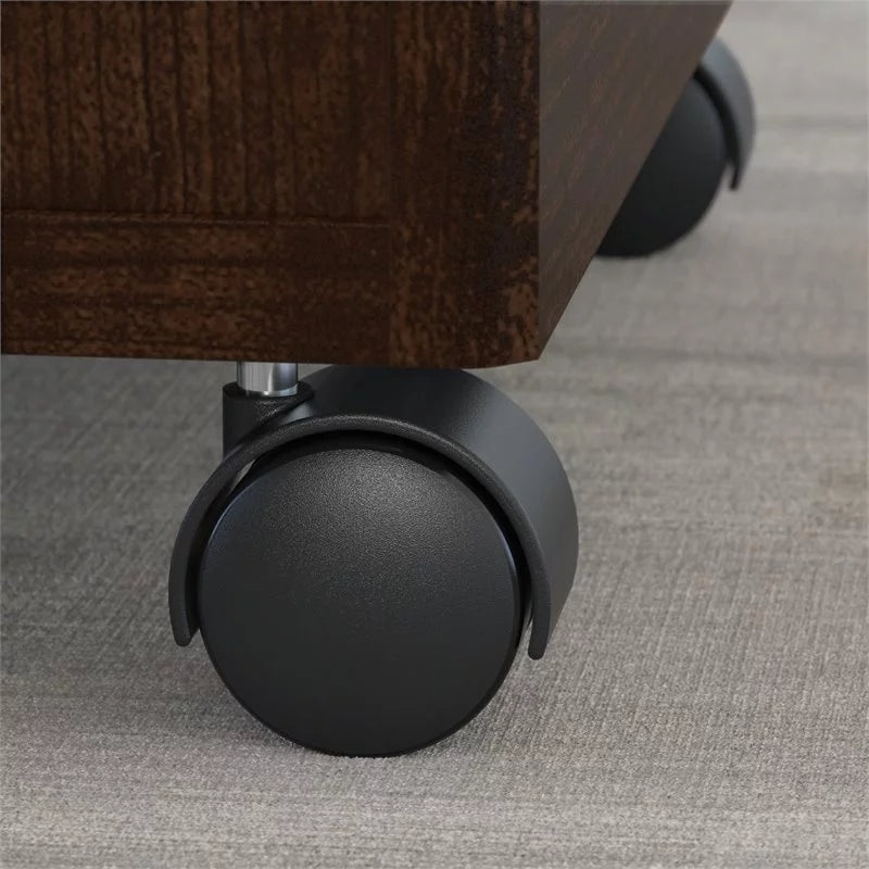 60W Bow Front U Desk with Drawers in Mocha Cherry Engineered Wood V8956