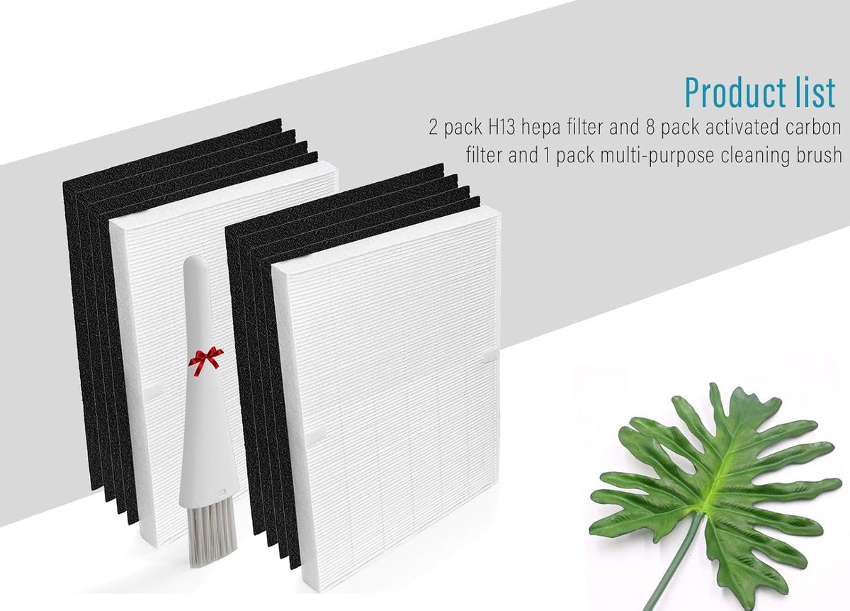 2 Pack True HEPA Replacement Filter with 8 Carbon Filters D769