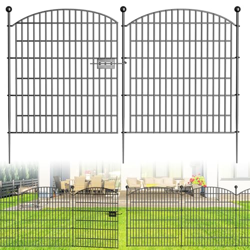 10 Panels No Dig Decorative Garden Fence 40 in x 23.6 ft Rustproof Metal Fencing J4421