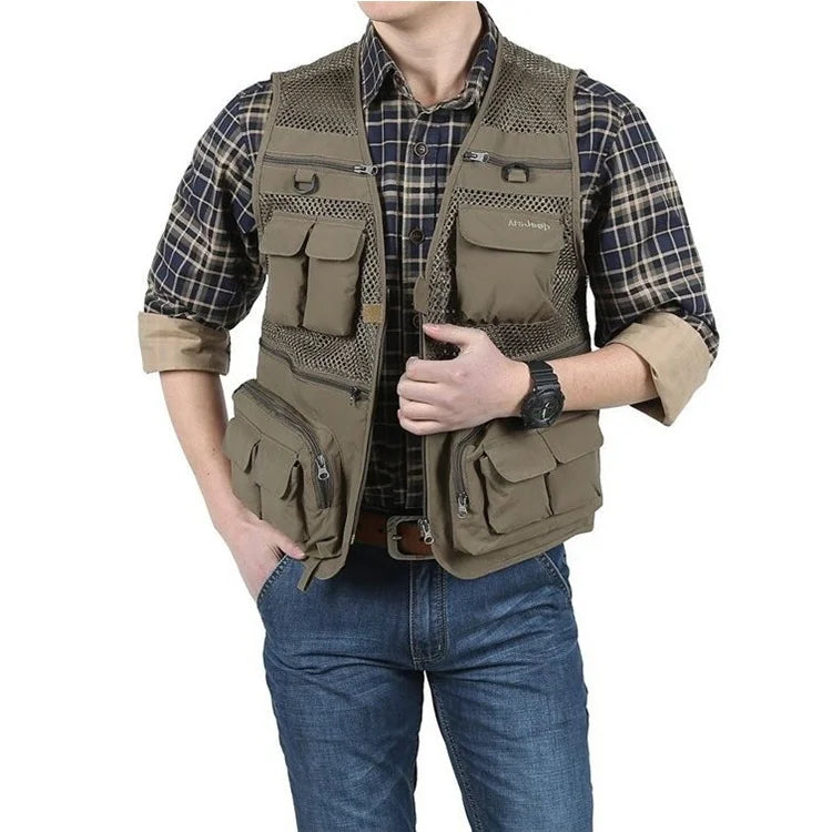 Blue Mesh 16 Pockets Quick Dry Fishing Vest B97695