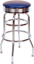 Chrome Swivel Bar Stool with Blue Seat O48101