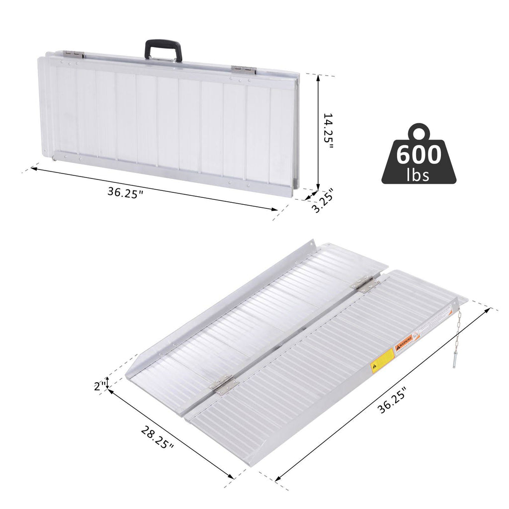 3ft Aluminum Foldable Wheelchair Ramp with Carry Handle W72992