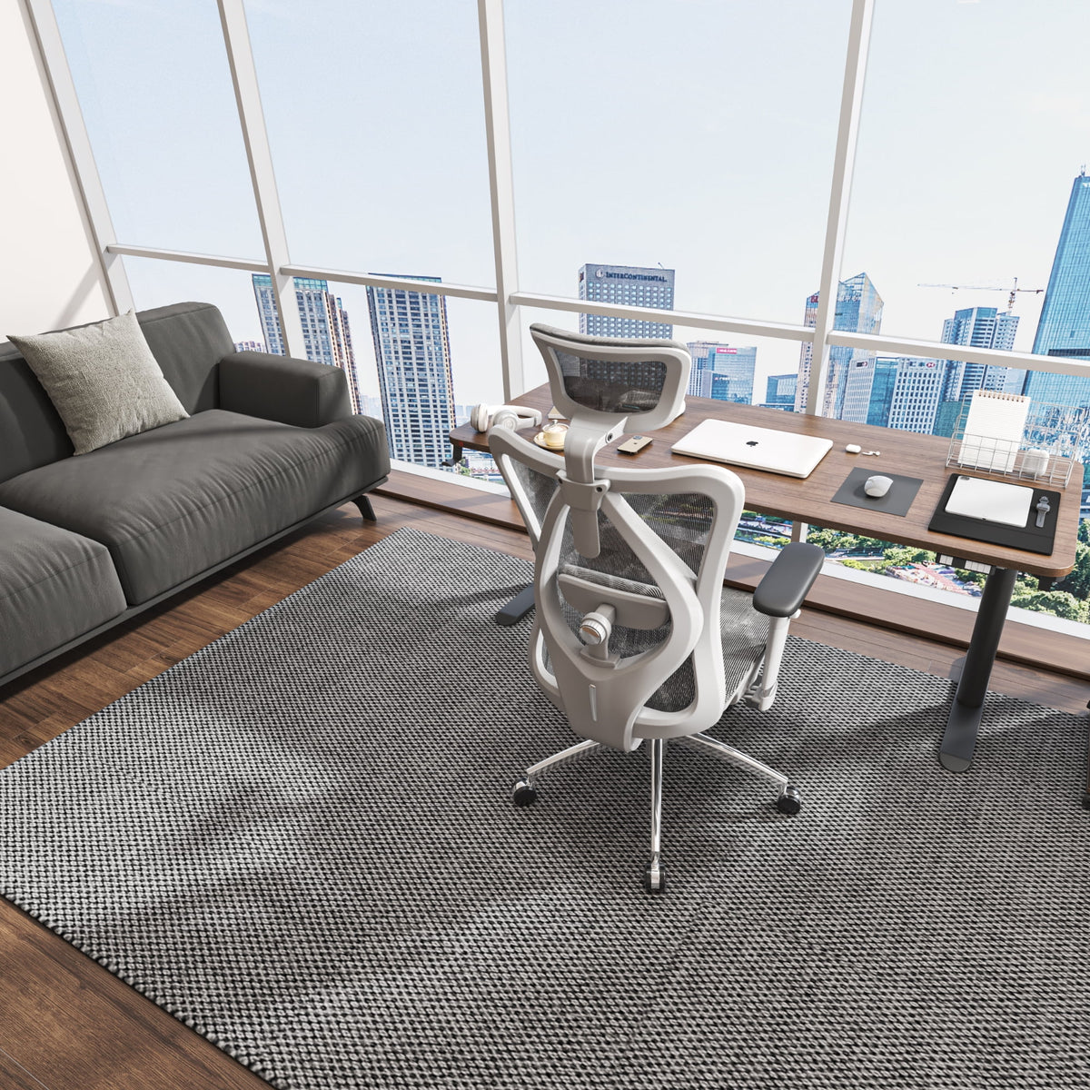 Black Ergonomic Mesh Office Chair with Headrest and Lumbar Support L201