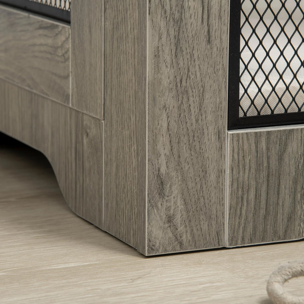 Grey Dog Crate Furniture with Cushion and Drawer T889