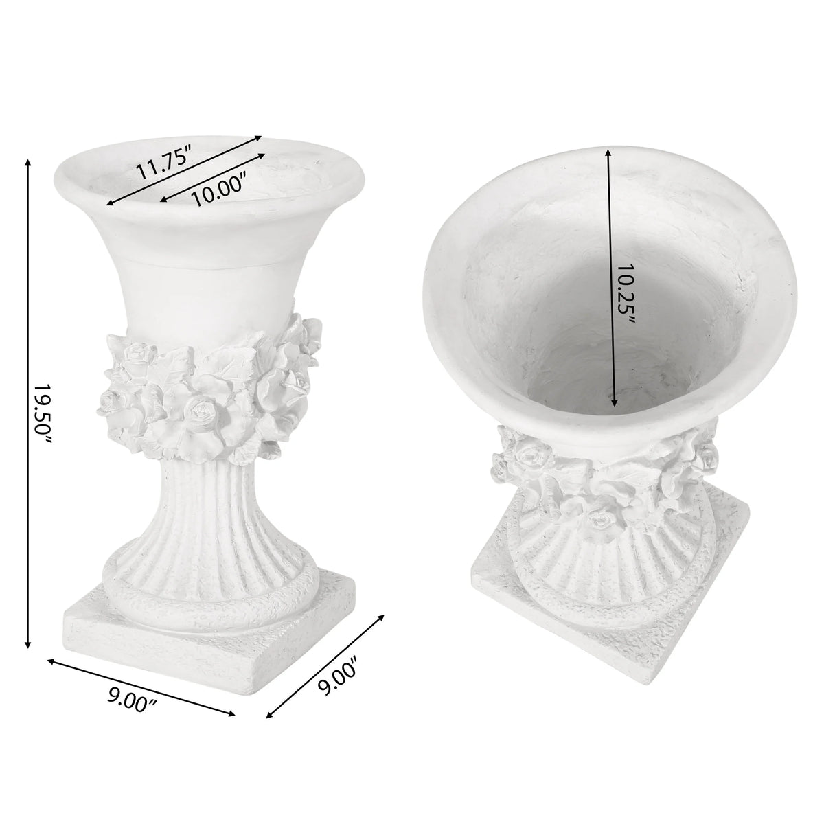 Lightweight Concrete Urn Planter Antique White V8056