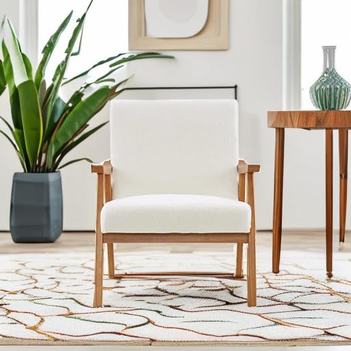 Creamy-White Teddy Fleece Upholstered Accent Chair Q356