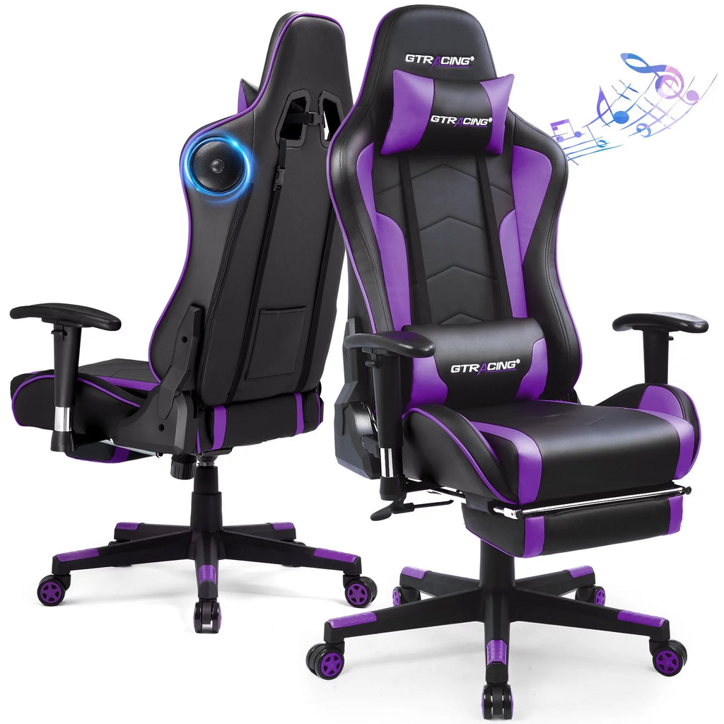 Purple Gaming Chair with Speakers and Footrest J671