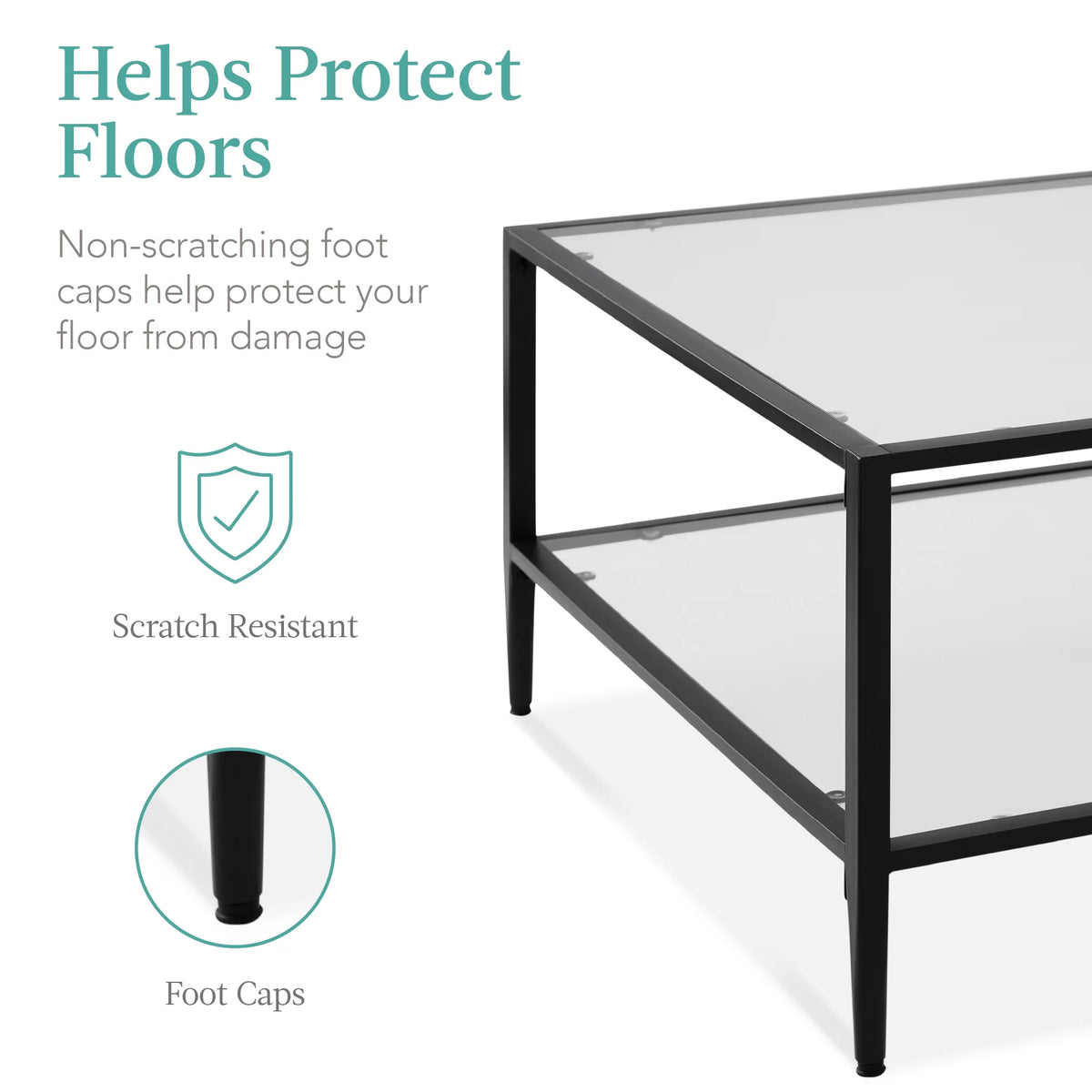 32" Square 2-Tier Glass Coffee Table J937