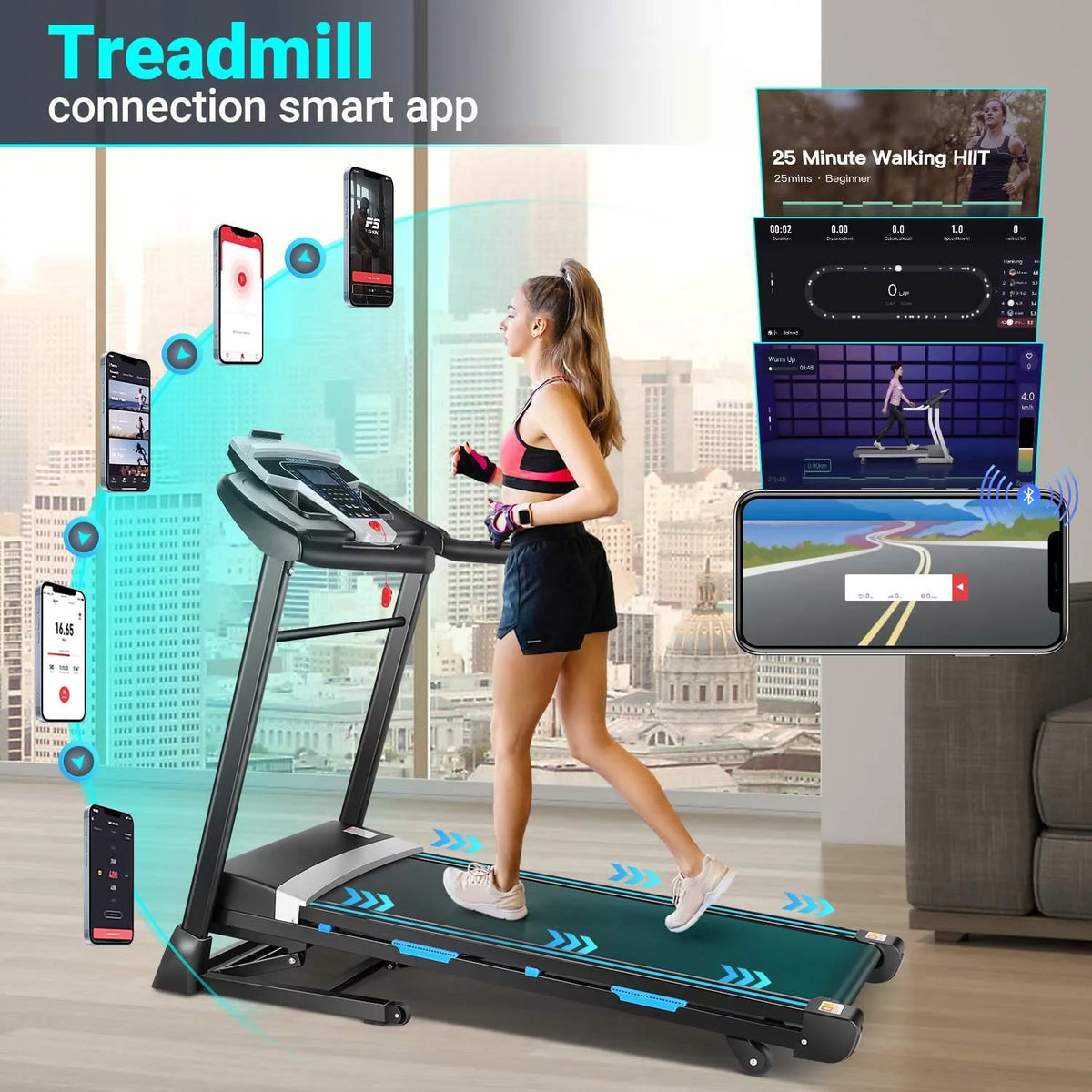 Auto Incline Treadmill with Bluetooth Speaker and LCD Display G239