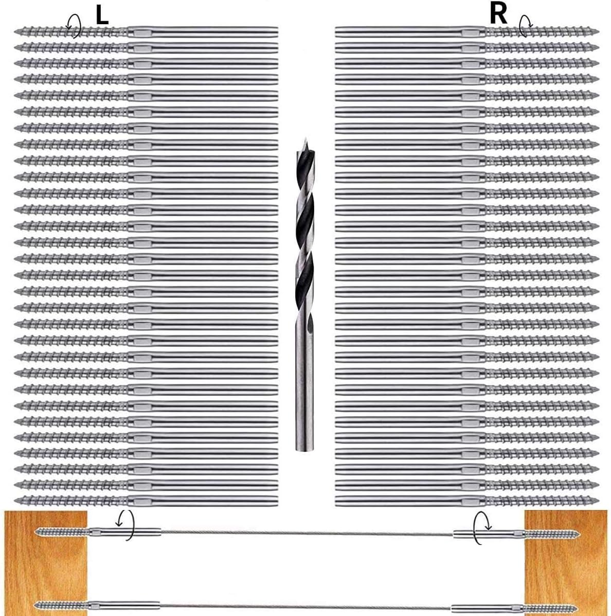 64 Pack 316 Stainless Steel Swage Lag Screws O2686