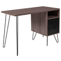 Rustic Wood Grain Computer Desk with Metal Cabinet L2037