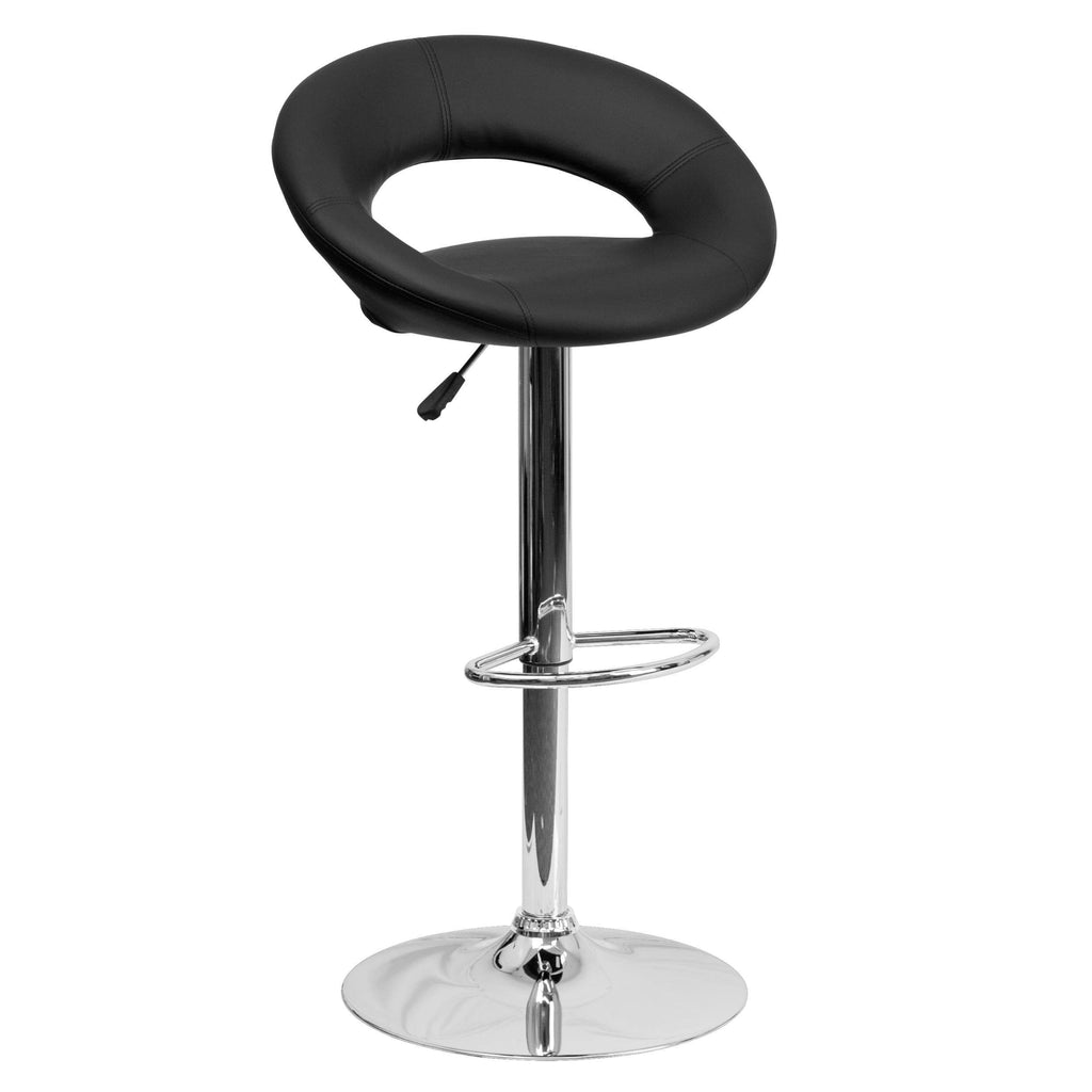 White Vinyl Adjustable Height Barstool with Chrome Base R72475