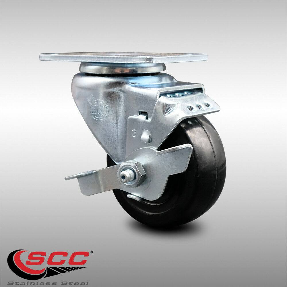 Hard Rubber Swivel Top Plate Caster with Brake J216370