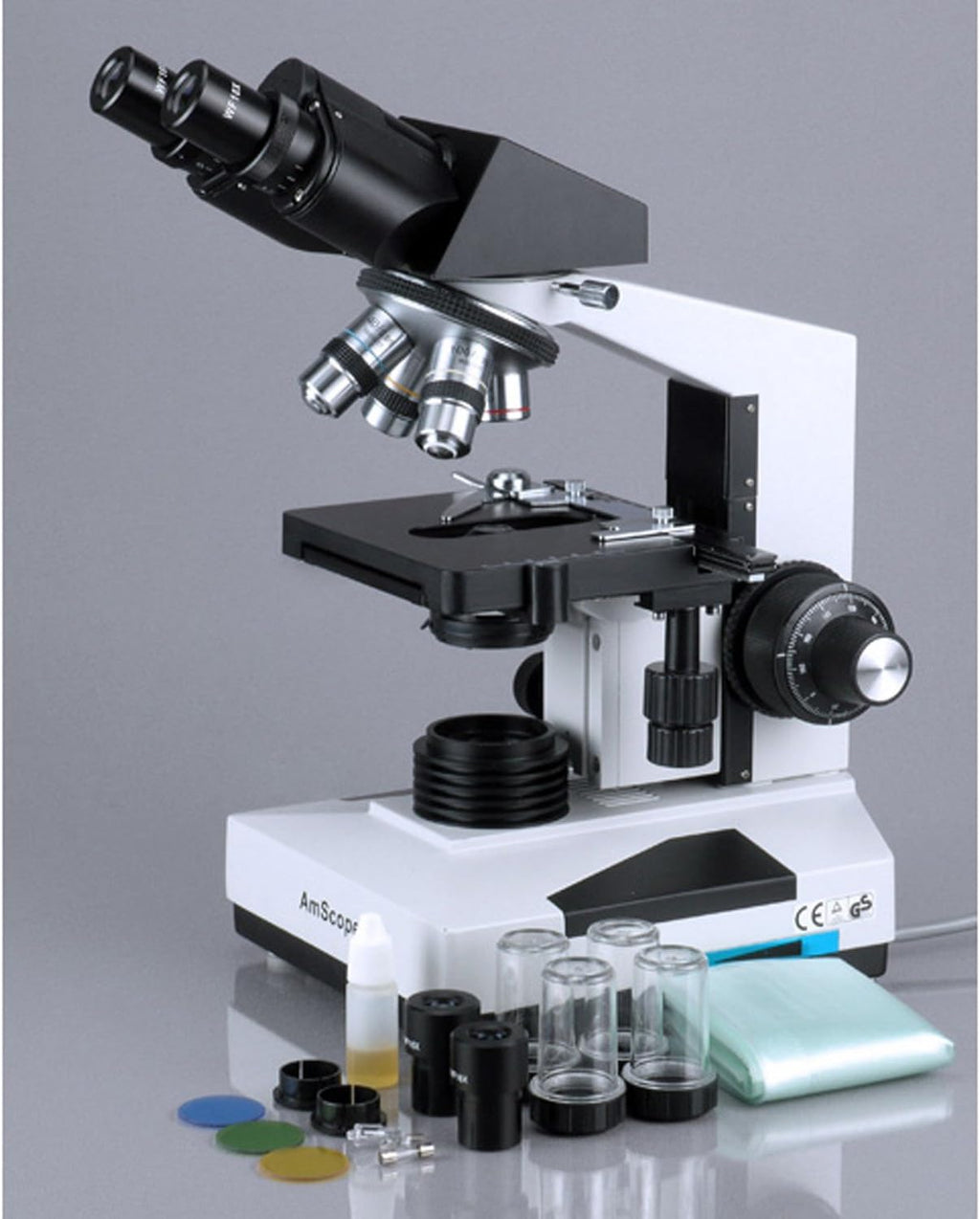 1600X Biological Compound Binocular Microscope + 50 Slides + 100 Coverslips K353