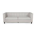 Beige Channel Stitched Fabric 3 Seater Sofa K43979