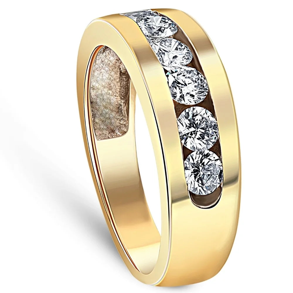 14k Yellow Gold Lab Grown Diamond Channel Set Mens Ring J70614