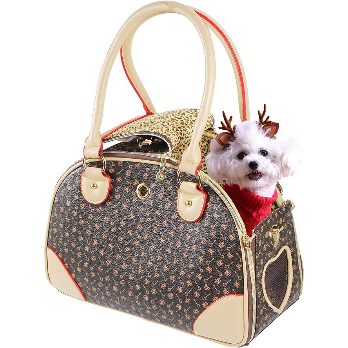 Fashion Pu Leather Dog Carrier Handbag Purse Cat Tote Bag H726280